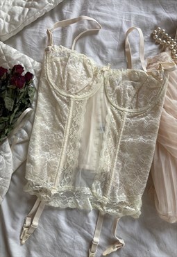 Lace Corset Bustier Top in Creme Ivory