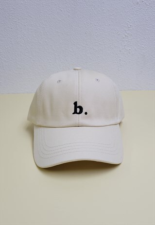 Letter b. Beige Adjustable Baseball Cap