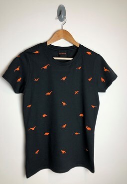 Miniature dinosaur t-shirt- Black and Orange
