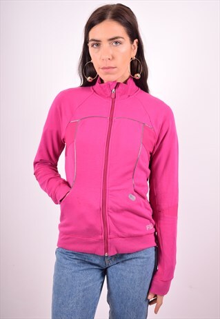 FILA WOMENS VINTAGE TRACKSUIT TOP JACKET SMALL PINK 90'S