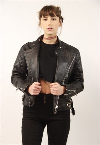 VINTAGE 90S BIKER LEATHER JACKET