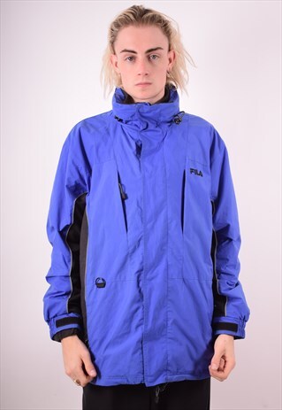 FILA MENS VINTAGE WINDBREAKER JACKET LARGE BLUE 90S
