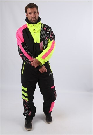VINTAGE GOLDEN TEAM FULL SKI SUIT NEON TALL UK M 40" (EBM)
