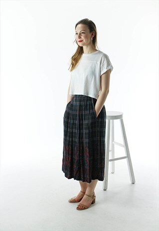 MAXI ACCORDION SKIRT / BLUE PLAID FALL SKIRT
