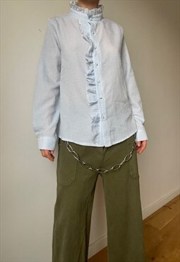 Vintage Stripped Baby Blue Cotton Shirt