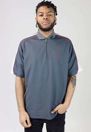 VINTAGE AUSTRALIAN GREY JERSEY STYLE POLO SHIRT