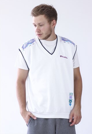 80S VINTAGE MENS ATP TENNIS BORIS BECKER VEST SWEATER GILET