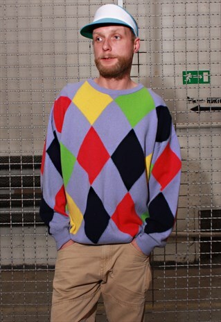 VINTAGE 80' AMAZING WOOL CIRCUS COLORFUL JUMPER
