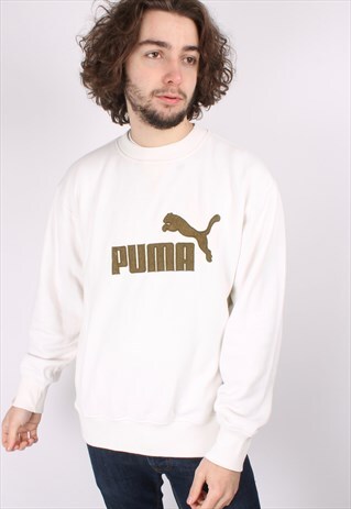 VINTAGE PUMA SWEATSHIRT IN WHITE