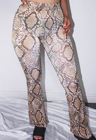 Snakeskin print flares flared trousers kick flares small | FUNK IT BY