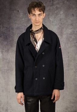 90s short coat in oxford style and navy blue color 