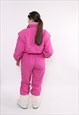 VINTAGE 90S ONE PIECE SKI SUIT, RETRO PINK WOMEN SNOWSUIT