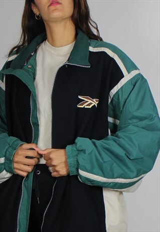 VINTAGE RARE REEBOK JACKET W LOGO FRONT