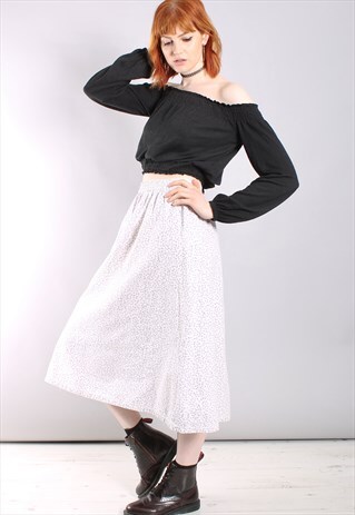 VINTAGE 80S PATTERNED LINEN MIDI SKIRT