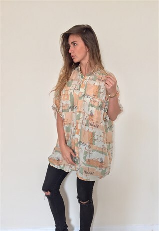 CRAZY PATTERNED VINTAGE RETRO FESTIVAL OVERSIZED SHIRT
