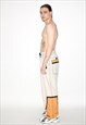 VINTAGE 90S STRAIGHT TROUSERS IN BEIGE / ORANGE