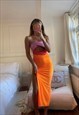 AZELLE COLLECTION LILLIE ORANGE AND PINK CUT OUT MIDI DRESS