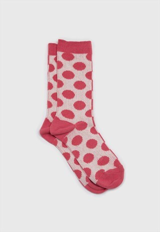 PINK CONTRAST POLKA DOT SOCKS