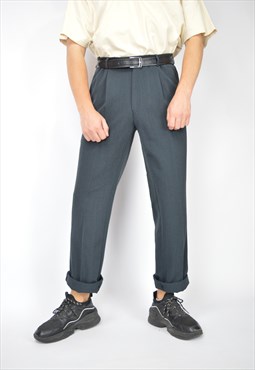 Vintage dark grey classic straight suit trousers