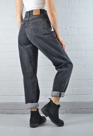 VINTAGE LEVI'S 901 CHARCOAL GREY TAPERED MOM JEANS