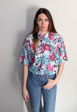 Vintage 80s Floral Print Shirt