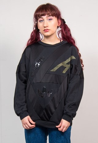 ADIDAS VINTAGE 90'S BLACK OVERSIZED SWEATSHIRT