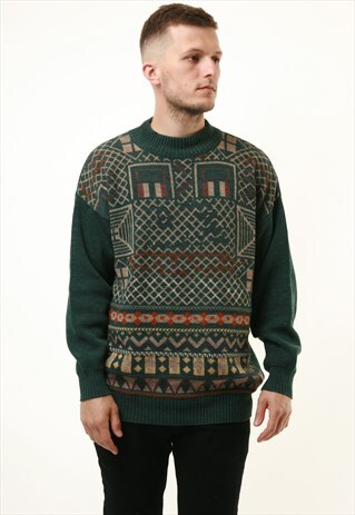 90S VINTAGE OLDSCHOOL PATTERN ITALIAN KNITWEAR SWEATER 15227