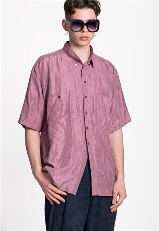 VINTAGE PINK SILK RETRO SHIRT