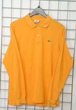 Vintage 90s Lacoste Polo Long Sleeve Yellow Size L 