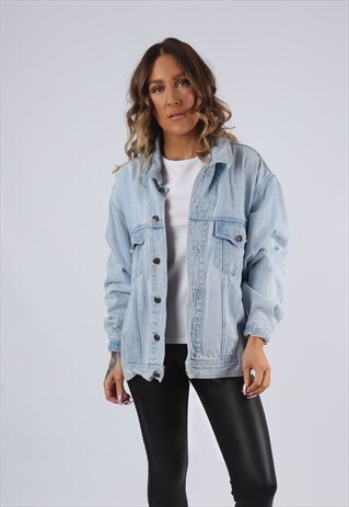 DENIM JACKET OVERSIZED FITTED SAVY JEANS UK 14 (K95G)