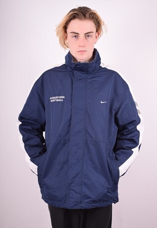 NIKE MENS VINTAGE JACKET LARGE NAVY BLUE 90'S