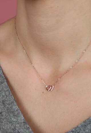FOREVER FRIEND ROSE GOLD JOINED HEARTS NECKLACE