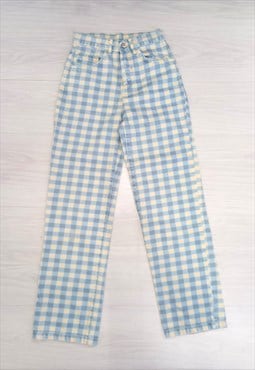 00's Kickers Jeans Blue Beige Gingham Check