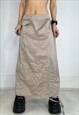 VINTAGE Y2K SKIRT MAXI CARGO UTILITY LONG RUCHED 90S ARCHIVE