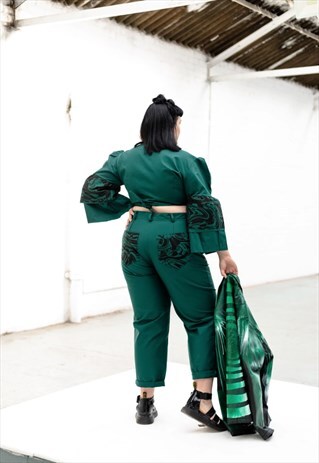 STRAIGHT LEG TROUSERS- GREEN IVY