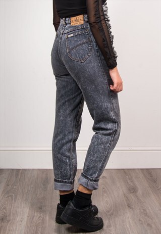 90'S VINTAGE DARK GREY HIGH WAIST MOM JEANS