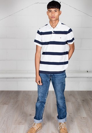 VINTAGE TOMMY HILFIGER STRIPED UNISEX POLO SHIRT