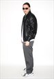 VINTAGE 90S CLASSIC VEGAN LEATHER JACKET IN BLACK