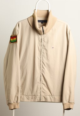 Vintage Tommy Hilfiger Windbreaker Logo Jacket Beige Size M