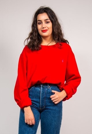 90'S VINTAGE RALPH LAUREN POLO RED SWEATSHIRT JUMPER
