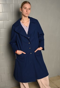 Vintage 60s Mod navy blue thick classy trench coat