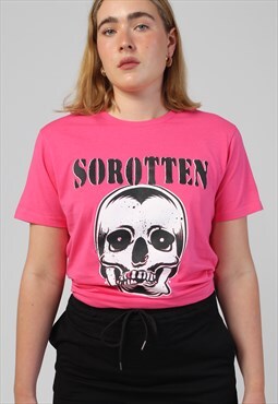 Sorotten Skull Fitted T-Shirt in Pink