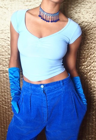 BLUE ELECTRIC LONG HAND GLOVES