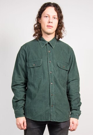 VINTAGE 90'S THICK GREEN CORD SHIRT