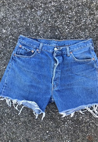 LEVI'S 90'S BLUE HIGH RISE 501 SHORTS