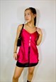 VINTAGE 00S Y2K SATIN LACE UP PINK CAMI TOP