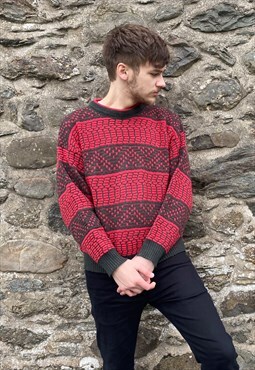 90s Dino Bennetti Knitwear Red & Black Striped Jumper