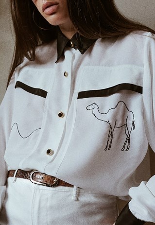 HAND EMBROIDERED BLACK AND WHITE SHIRT
