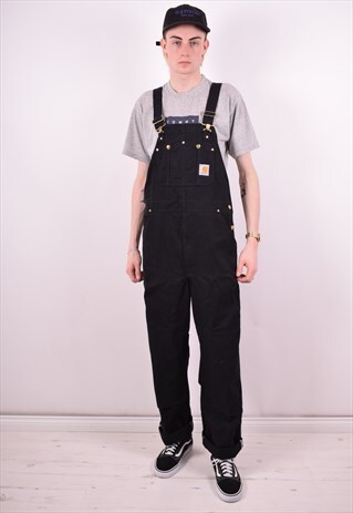 CARHARTT MENS VINTAGE DENIM DUNGAREES XL BLACK 90S