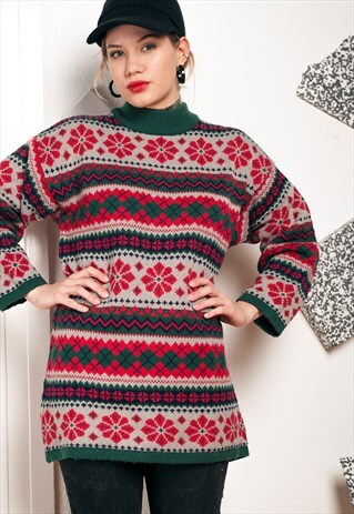KNIT XMAS JUMPER - 90S VINTAGE SWEATER